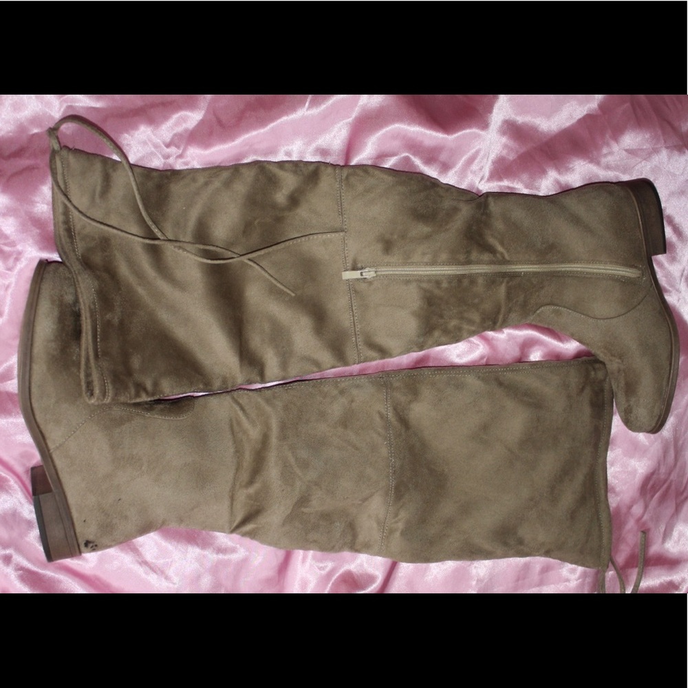 Tan Over The Knee Suede Boots